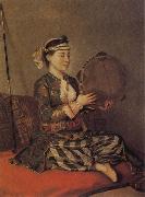 Jean-Etienne Liotard Turkish Woman with a Tambourine oil painting reproduction